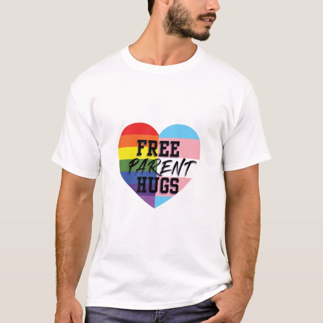Free Parent Hugs LGBTQ (E)quality Goods T-Shirt (Front)