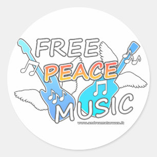 Free Peace Music Classic Round Sticker
