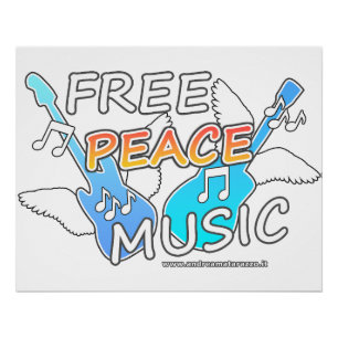 Free Peace Music  Glossy Poster