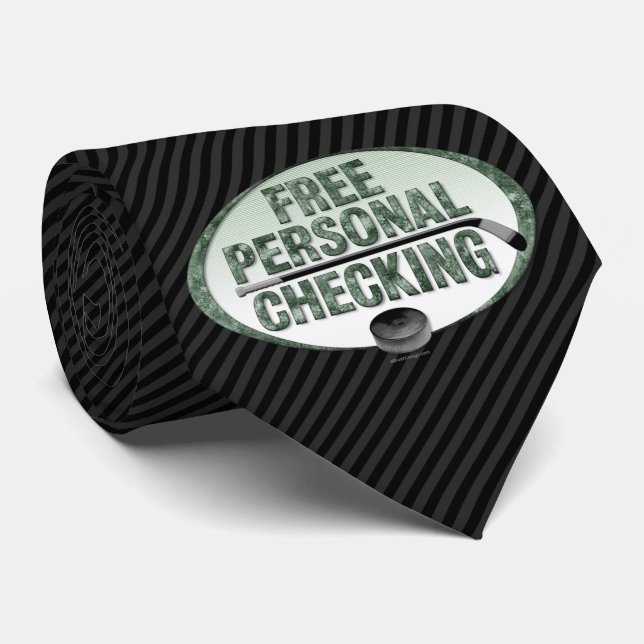 Free Personal Checking (hockey) Neck Tie (Rolled)