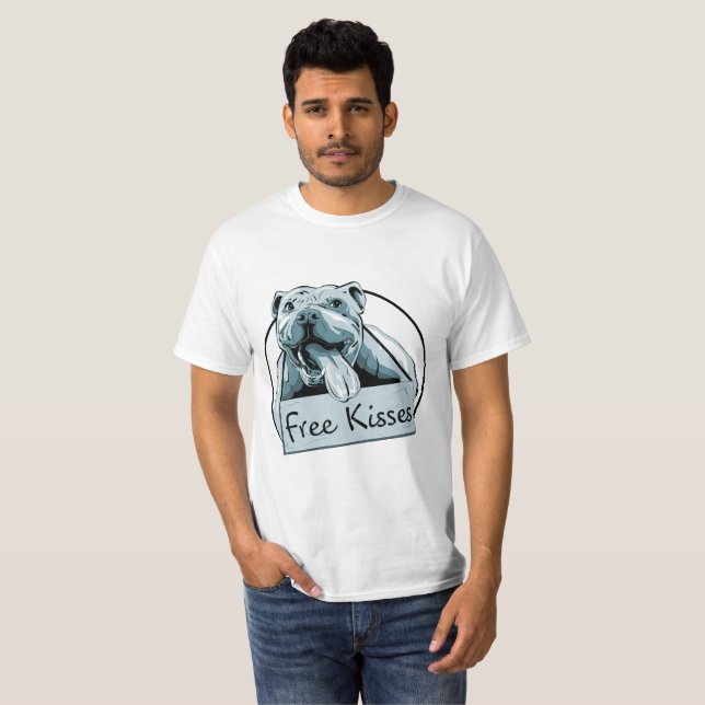 Free Pitbull Kisses Pit Bull T-Shirt (Front Full)