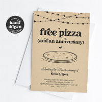 Free Pizza Funny Anniversary Party Invitation