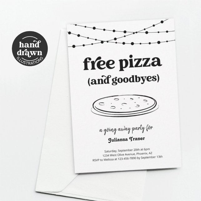 Free Pizza Party Funny Going Away Invitation (Creator Uploaded)
