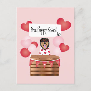 Free Puppy Kisses Valentine Dog Pink Postcard