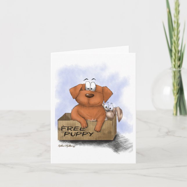Free Puppy Plus 1 Cartoon Card (Front)
