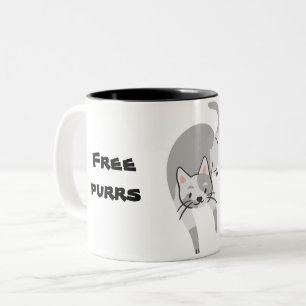 Free purrs and cuddles kitty voices Two-Tone coffee mug