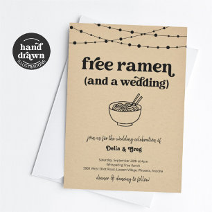 Free Ramen Funny Wedding Invitation