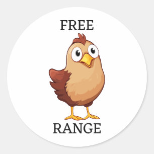 Free Range Chicken Mother Hen Cartoon Character Classic Round Sticker