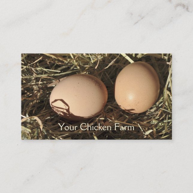Free range eggs on a bed of hay business card (Front)