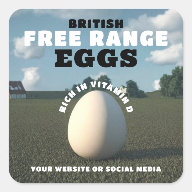 Free Range Eggs Square Sticker (Front)