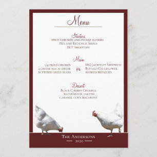 Free Range Farm Chicken Dinner Menu Card