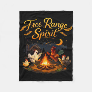 Free Range Spirit Country Farm Pun Chicken Campfir Fleece Blanket