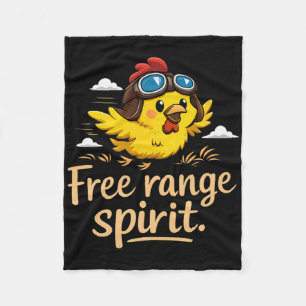 Free Range Spirit Cute Chicken With Aviator Goggle Fleece Blanket