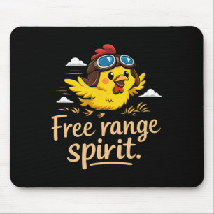 Free Range Spirit Cute Chicken With Aviator Goggle Mouse Mat