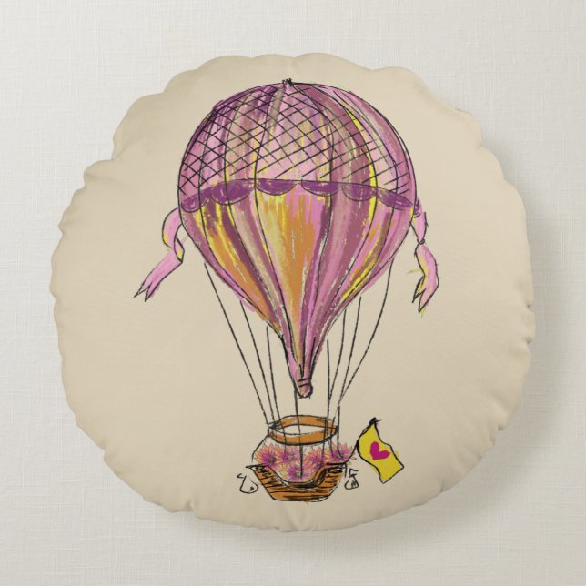 Free Ride Hotair balloon Round Cushion (Front)