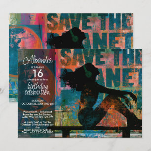 Free Ride Modern Urban Peace Art Invitation