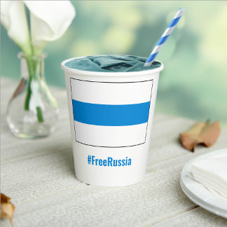 Free Russia - English - White Blue White Flag Paper Cups