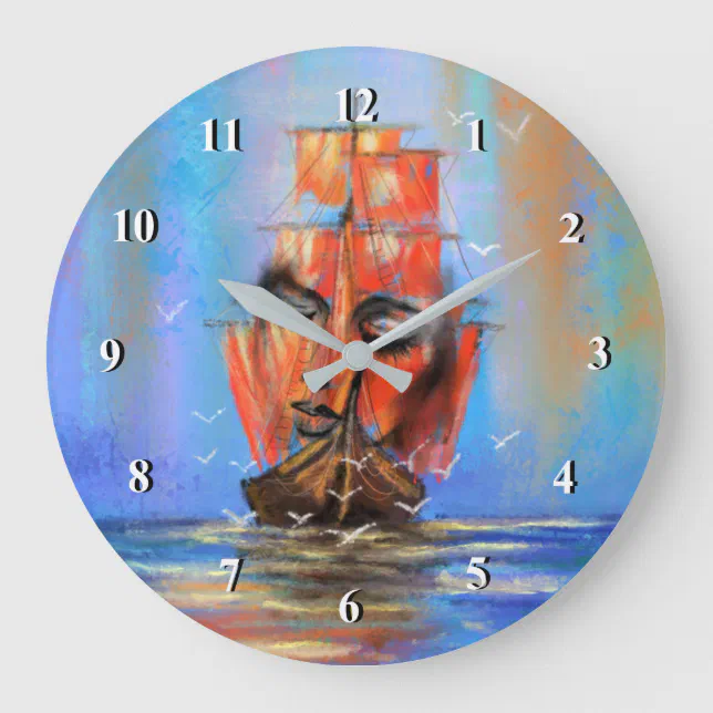 Free Sailing Sailboat Woman Wall Clock Zazzle