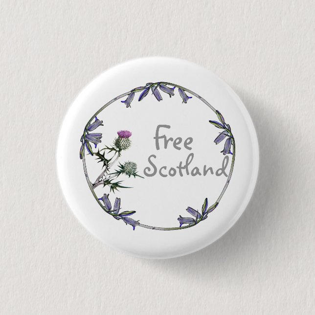 Free Scotland Thistle Bluebell Independence Button (Front)