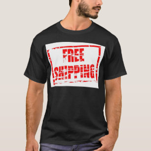 Free shipping red rubber stamp effect T-Shirt