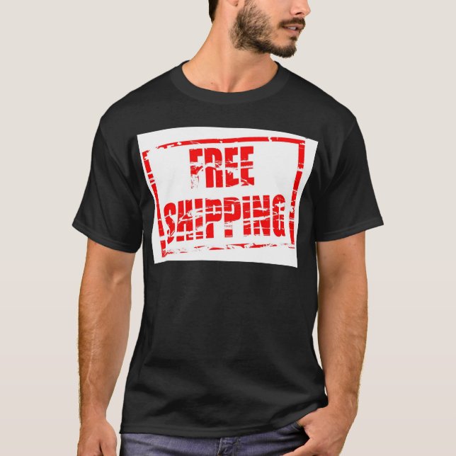 Free shipping red rubber stamp effect T-Shirt (Front)