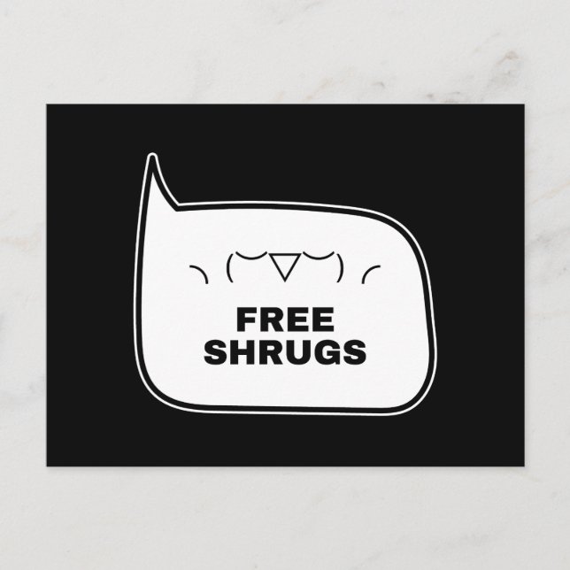 FREE SHRUGS Funny Kaomoji Japanese Emoticons 2 Postcard (Front)