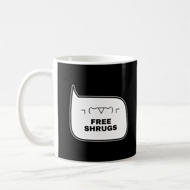 FREE SHRUGS Funny Kaomoji Japanese Emoticons  Coffee Mug (Left)