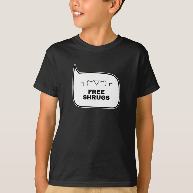 FREE SHRUGS Funny Kaomoji Japanese Emoticons T-Shirt (Front)