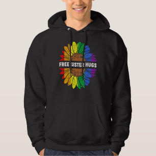 Free Sister Hugs Lgbt Daisy Rainbow Flower Hippie Hoodie