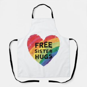 Free Sister Hugs LGBT Gay Lesbian Pride Month Rain Apron