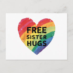 Free Sister Hugs LGBT Gay Lesbian Pride Month Rain Holiday Postcard