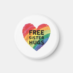 Free Sister Hugs LGBT Gay Lesbian Pride Month Rain Magnet