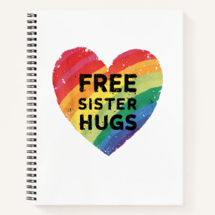 Free Sister Hugs LGBT Gay Lesbian Pride Month Rain Notebook