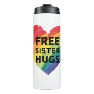 Free Sister Hugs LGBT Gay Lesbian Pride Month Rain Thermal Tumbler