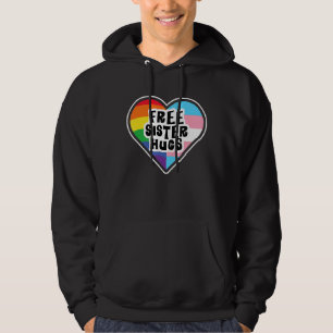 Free Sister Hugs Rainbow Transgender Heart Lgbt Ga Hoodie