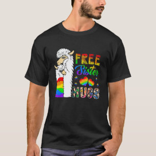 Free Sister Hugs Two Llamas Proud Lgbt Supporter T-Shirt