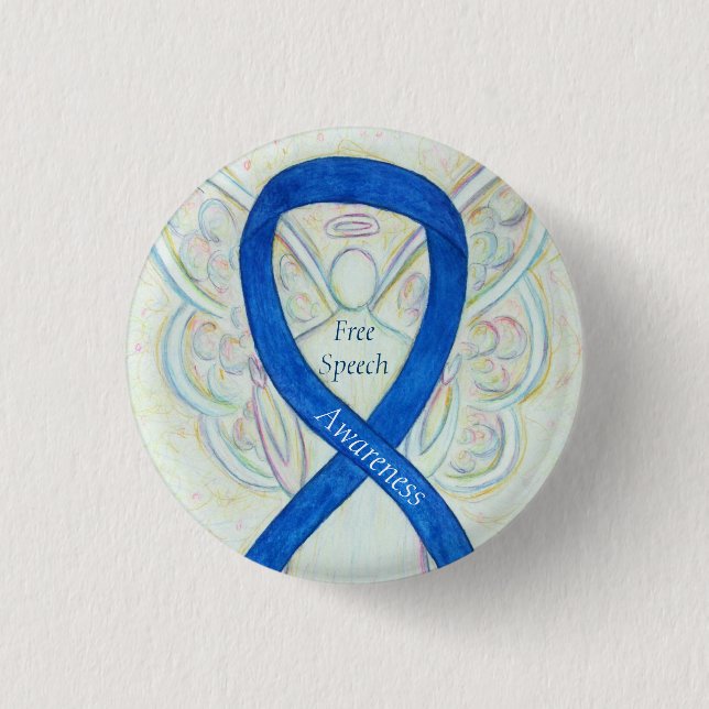 Free Speech Awareness Angel Ribbon Pin (Front)