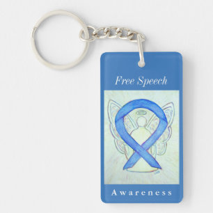 Free Speech Awareness Ribbon Angel Keychain