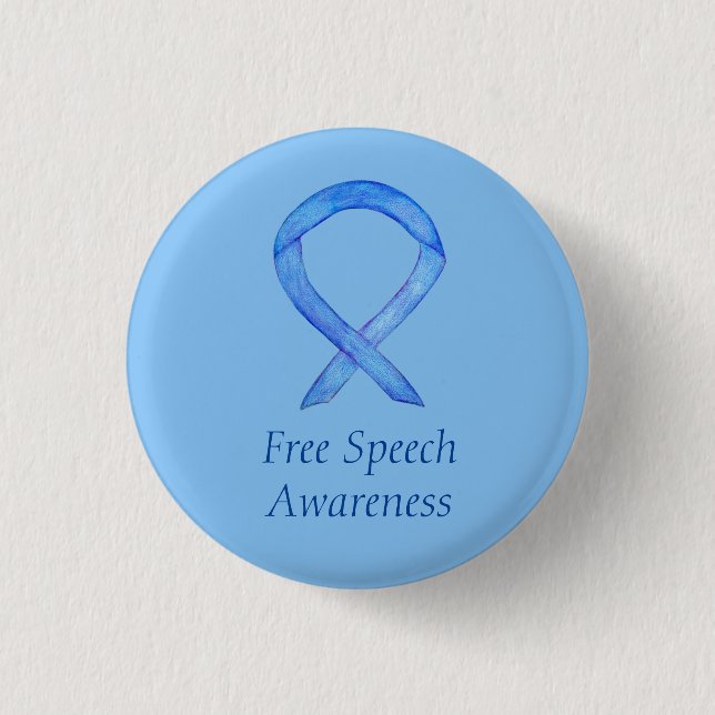Free Speech Awareness Ribbon Custom Pin (Front)