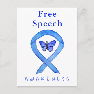 Free Speech Blue Awareness Ribbon Butterfly Cards