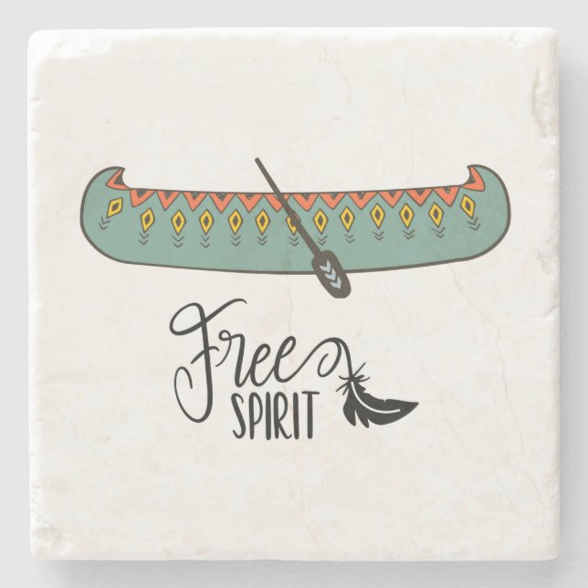 Free Spirit Canoe Stone Coaster (Front)