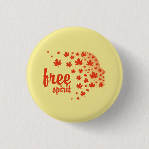 Free spirit face, autumn 3 cm round badge
