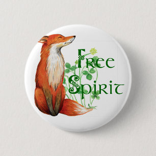 free spirit fox 6 cm round badge