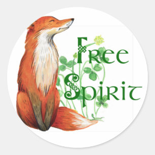 free spirit fox classic round sticker