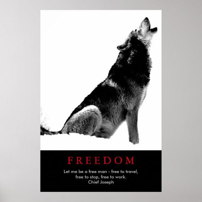 Free Spirit Motivational Wolf Poster (Front)