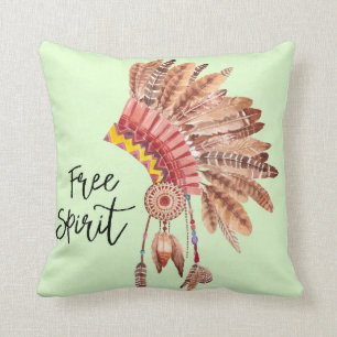 Free Spirit Native American Feather Headdress Cushion