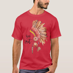 Free Spirit Native American Feather Headdress  T-Shirt