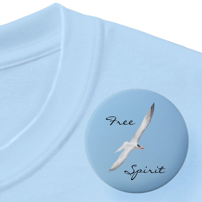 Free Spirit Royal Tern Flying Blue Sky 7.5 Cm Round Badge (Creator Uploaded)