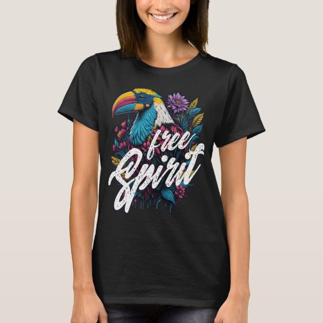 Free spirit toucan Summer vibes rainbow bird T-Shirt (Front)