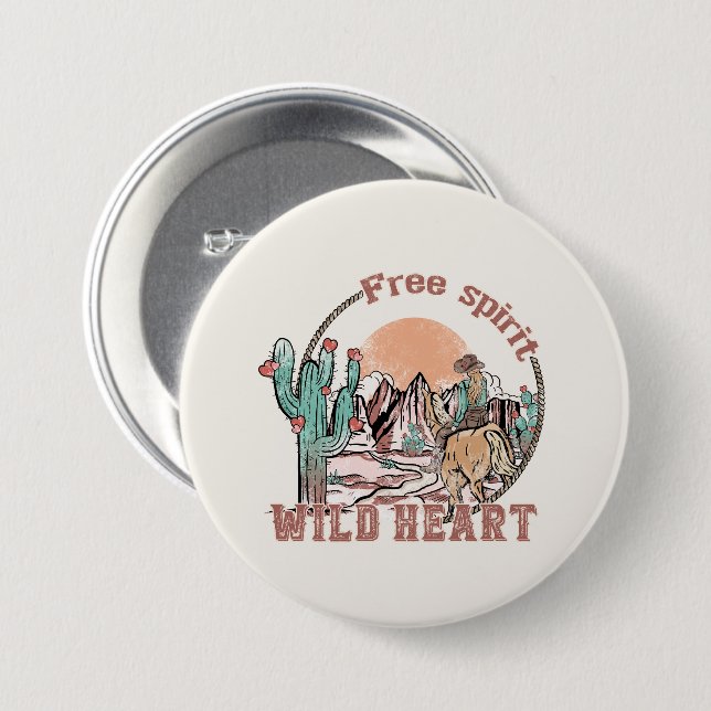 Free Spirit, Wild Heart 7.5 Cm Round Badge (Front & Back)